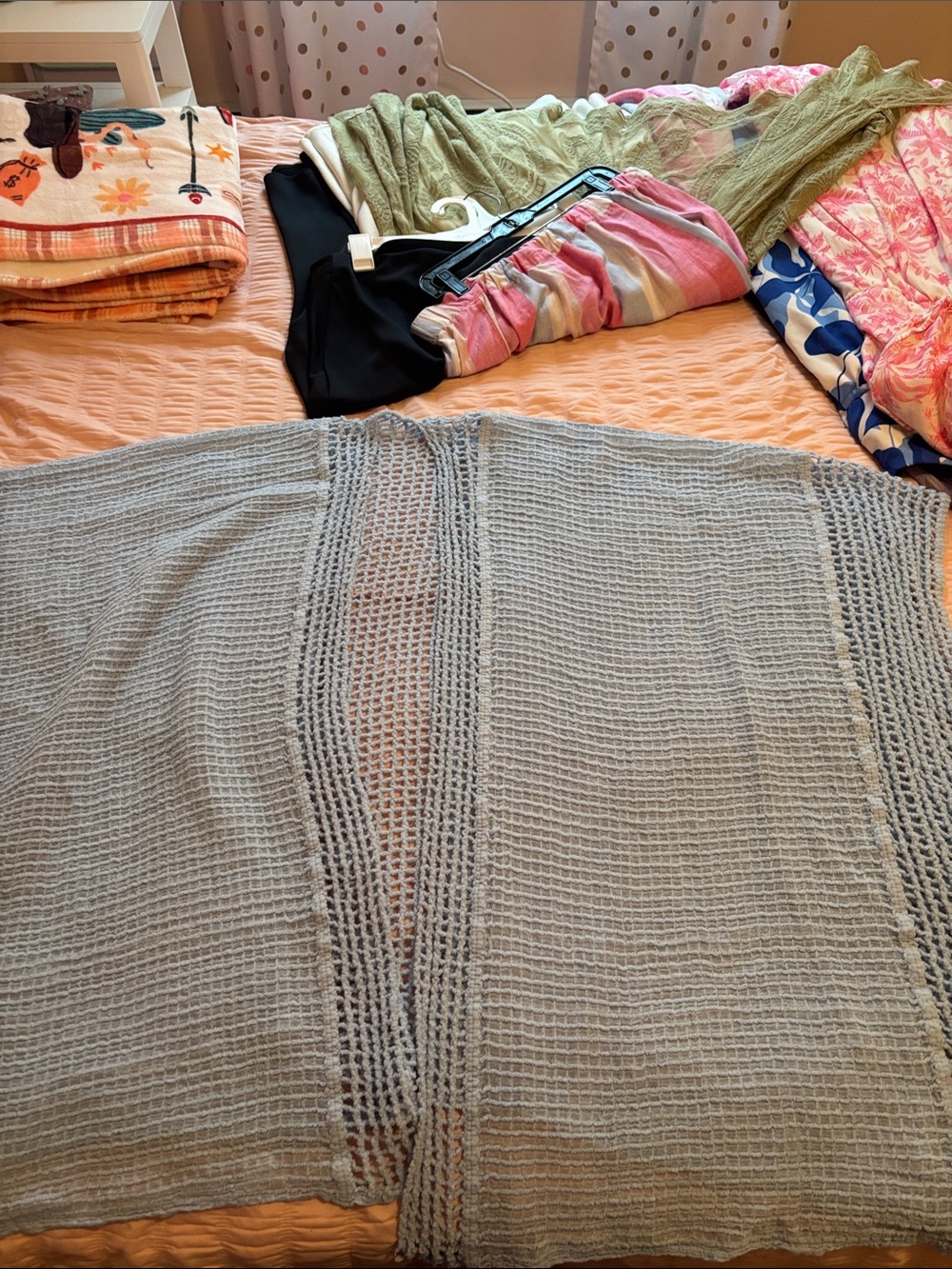 Light blue crochet poncho/ wrap with arm holes